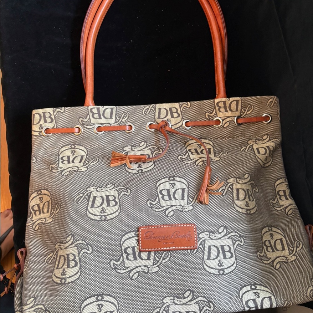 Dooney & Bourke Gray Tote with Brown Handles